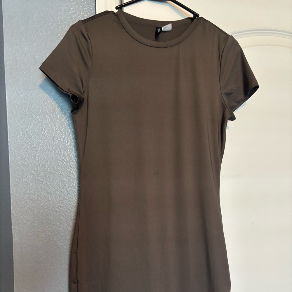 H&M Satin Brown MidLength Dress